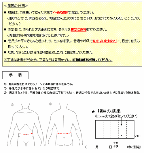 腹囲を測定・図